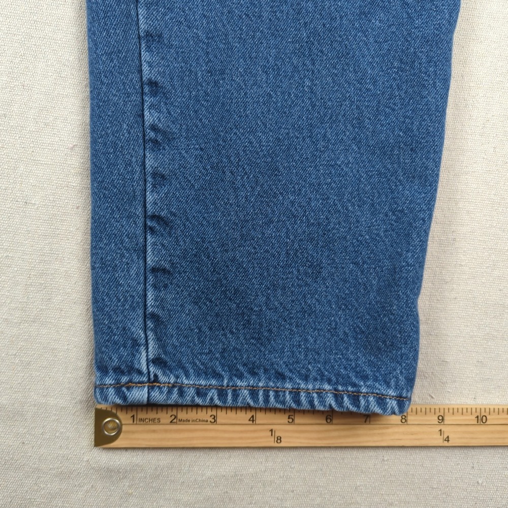 LL Bean Jeans Womens 18 Blue Flannel Lined Denim High Rise Mom - Picture 7 of 16